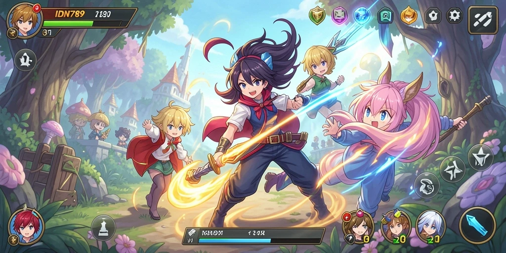 Screenshot IDN789 menampilkan pertempuran karakter anime yang epik.