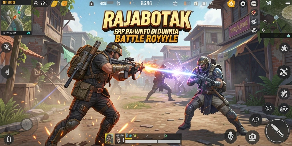 Screenshot gameplay RAJABOTAK yang mendebarkan di arena Battle Royale.